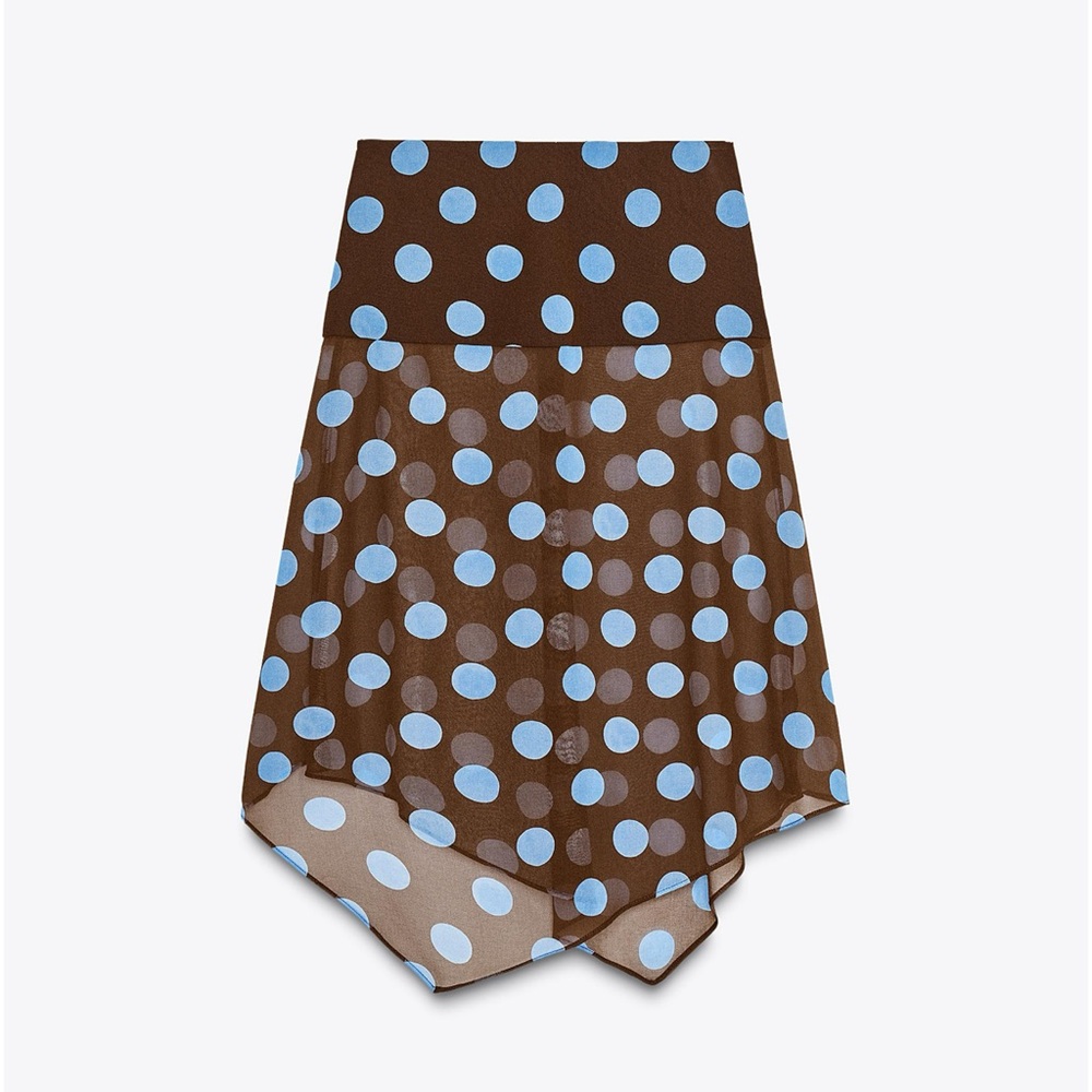 Zara POLKA DOT ASYMMETRIC SKIRT